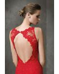 Exquiiste V Neck Split Front Sheath Lace Prom Dress with Keyhole Back 