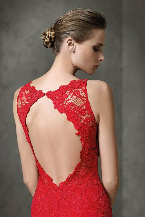 Exquiiste V Neck Split Front Sheath Lace Prom Dress with Keyhole Back 