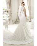 Sexy Trumpet/Mermaid High Neck Lace Sweep/Brush Train Tulle Wedding Dresses