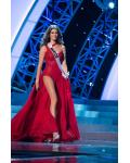 Elegant Luxious Split A-line Long Red Chiffon Sparkly Beading Celebrity Prom Dress 
