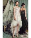  A-line Strapless Sleeveless Feathers Lace Asymmetrical/High Low Long Prom Dress