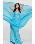 Blue Chiffon Strapless Beading Chiffon Prom Dress 