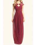 Boho Vintage Backless Long Burgundy Chiffon Bridesmaid Dress