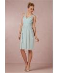Pretty Knee Length V Neck Sleeveless Tulle Bridesmaid Dress 