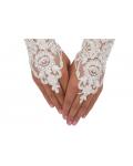 Long Ivory Fingerless Daimond Embroider Tulle Wedding Gloves 8BL