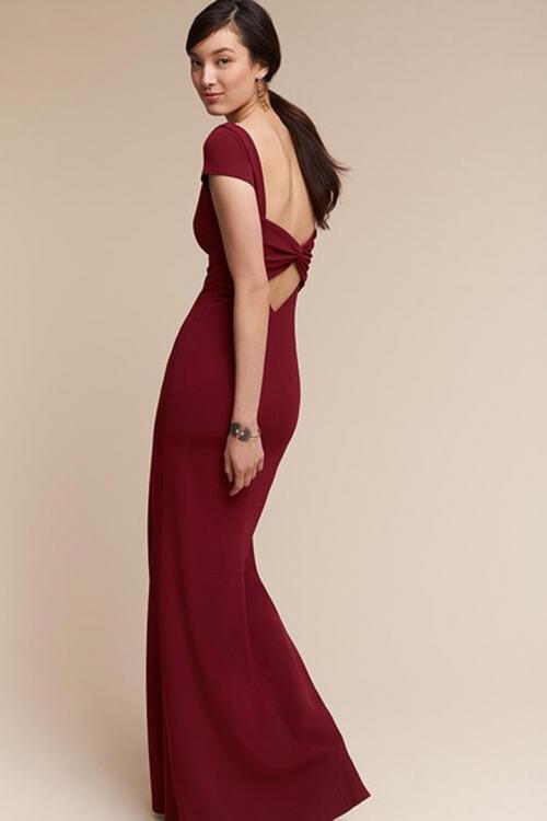  Trumpet/Mermaid Bateau Neck Short Sleeves Floor-length Long Evening Dresses
