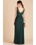  A-line Bateau Neck Sleeveless Ruching Empire Waist Floor-length Long Chiffon Maternity Bridesmaid Dresses with Pockets 