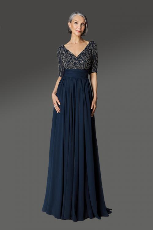  Designer A-line V-neck Half-Sleeves Beading Sweep/Brush Train Long Cocktail Dresses with Ruching Waist
