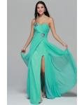 Strapless Sweetheart Beading A-line Long Green Chiffon Prom Dress 
