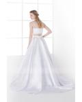 Modern Two Piece A-line Spaghetti Straps A-line White Satin Simple Wedding Dress