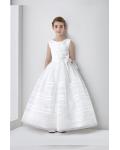 Nectarean Ball Gown Sleeveless Bow(s) Floor-length Organza Communion Dresses 