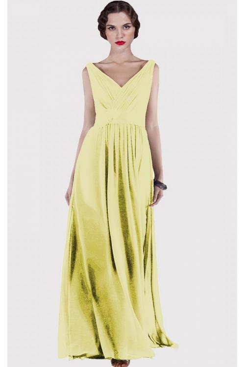 V-neck Natural Chiffon Floor-length A-line Bridesmaid Dresses