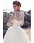 Half Sleeve Lace Top Ball Gown Tulle Wedding Dress 
