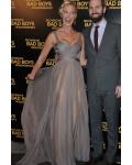 Sexy Shoulder Straps Long A-line Chiffon Katherine Heigl Long Silver Chiffon Prom Dress 