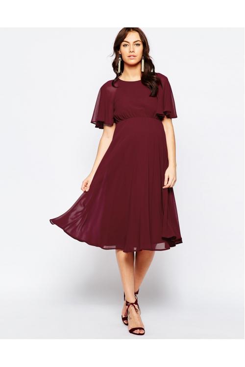 Short-Sleeve Maternity Lace-up Zippered Back Short Chiffon Dresses