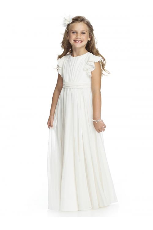 Simple Sheath/Column Straps Ruching Floor-length Chiffon Flower Girl Dresses