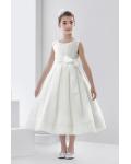  Ball Gown Scoop Neck Sleeveless Bow(s) Tea-length Long Organza Communion Dresses