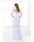  A-line Shoulder Straps Pleated Long Chiffon Prom Dress