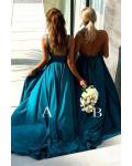  A-line V-neck Sleeveless Split Sweep/Brush Train Long Chiffon Bridesmaid Dress with 5 Styles(A/B/C/E/F)