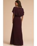  A-line Bateau Neck Short Sleeves Split Floor-length Long Evening Dresses