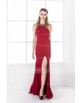  Tight/Bodyhuge Jewel Sleeveless Beading Pleated Long Prom Dress