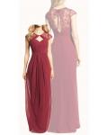 Boho Vintage Backless Long Burgundy Chiffon Bridesmaid Dress