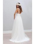 Informal Shoulder Straps Backless Tulle Beach Wedding Dress 