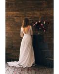 Vintage Half-sleeve Lace Bodice A-line Long Chiffon Wedding Dress 