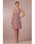 Pretty Knee Length V Neck Sleeveless Tulle Bridesmaid Dress 