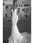 Sexy Meramid Lace Straps Long White Jersey Wedding Dress 