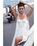  A-line Shoulder Straps Sweetheart Pearl Detailing Split Floor-length Long Wedding Dresses