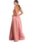 Strapless Ball Gown Long Satin Prom Dress with Pocket