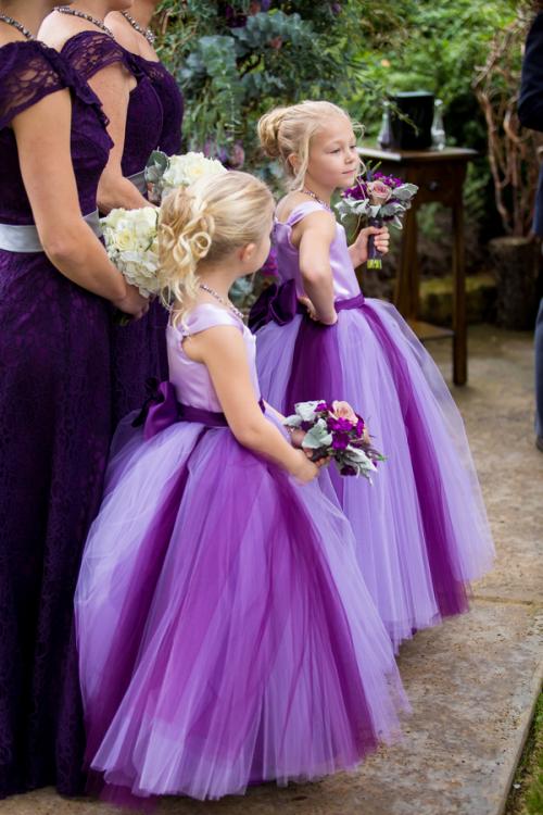 Ball Gown Two Tone Satin and Tulle Flower Girl Dress with Sash 