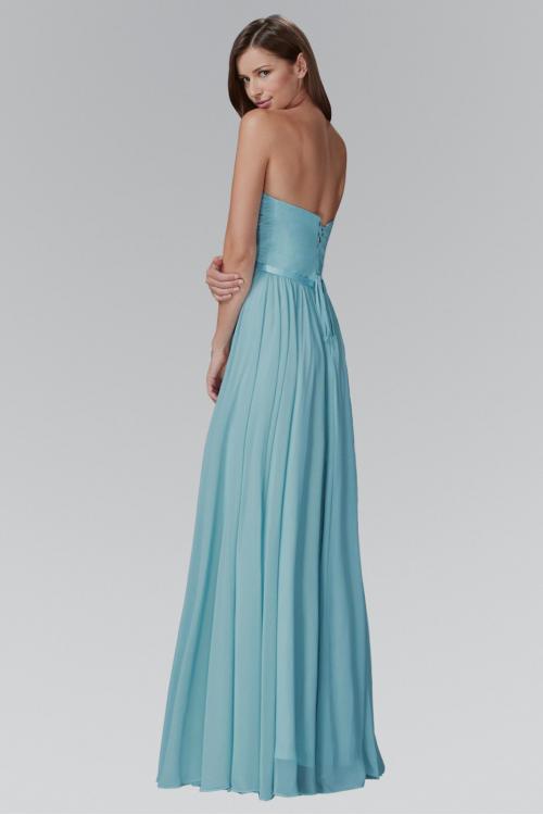 Beach Long Chiffon Strapless Sweetheart Pleated Bridesmaid Dress with Ribbon