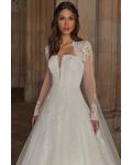  A-line Strapless Sleeveless Lace Appliques Long Tulle Wedding Dresses
